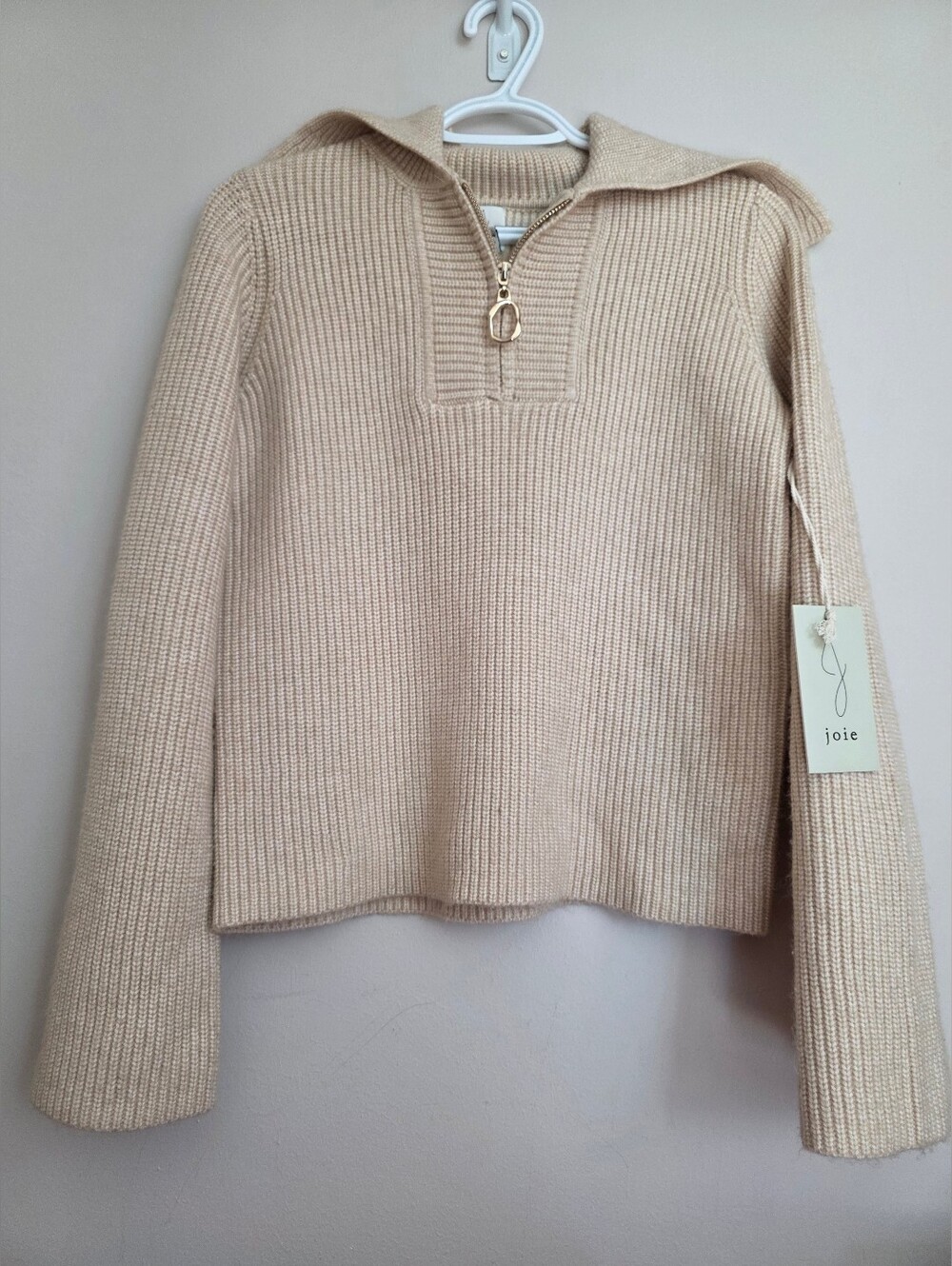 NWT Joie Collared Plush Quarter Zip Ribbed Pullover Sweater Size Small
